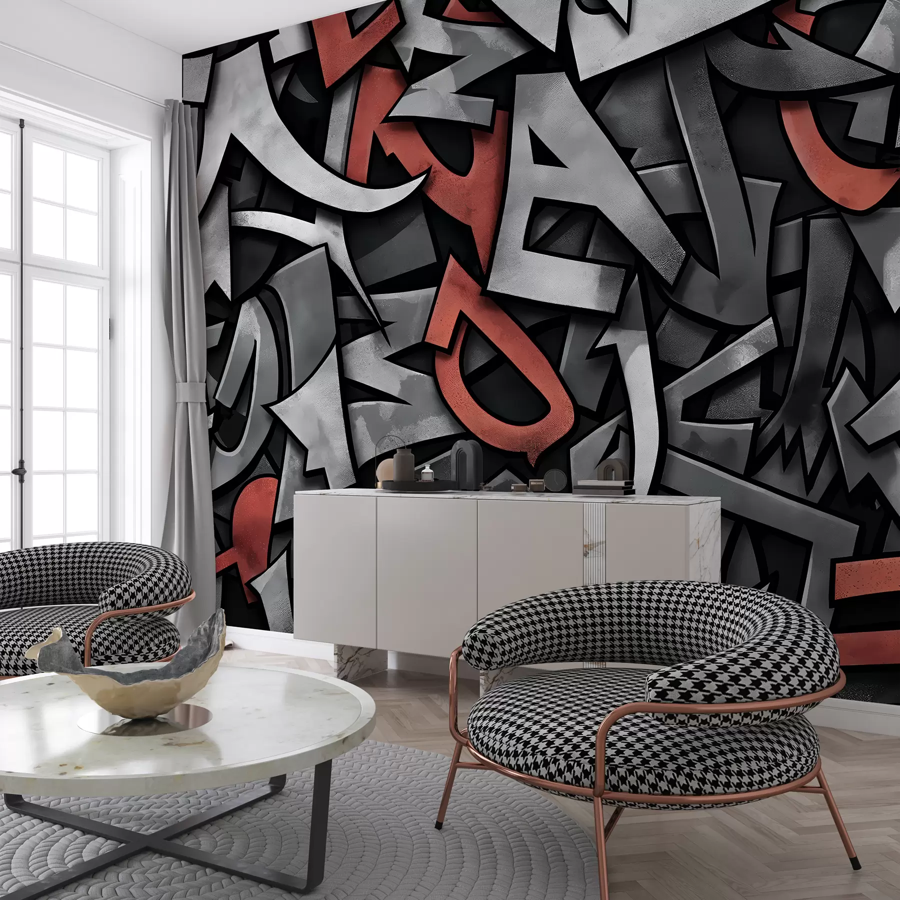 Fototapetai Graffiti didžiosios raidės raudonos spalvos w01186v2