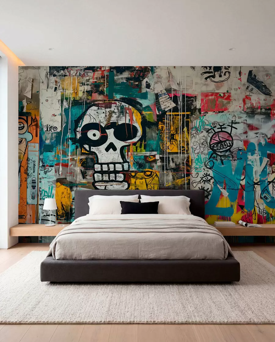 Fototapetai Spalvoti Basquiat stiliaus graffiti w01187