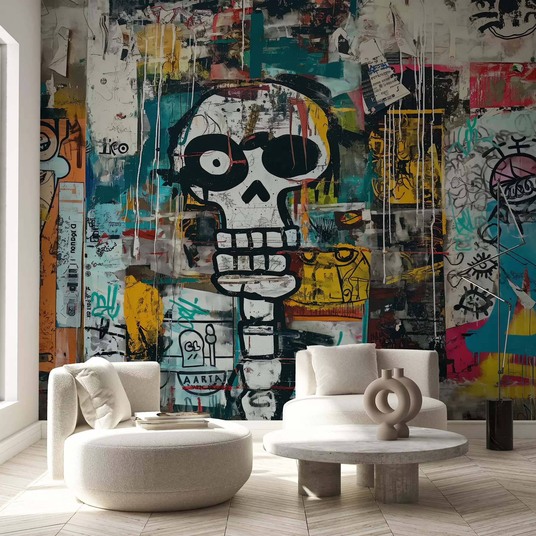 Fototapetai Spalvoti Basquiat stiliaus graffiti w01187