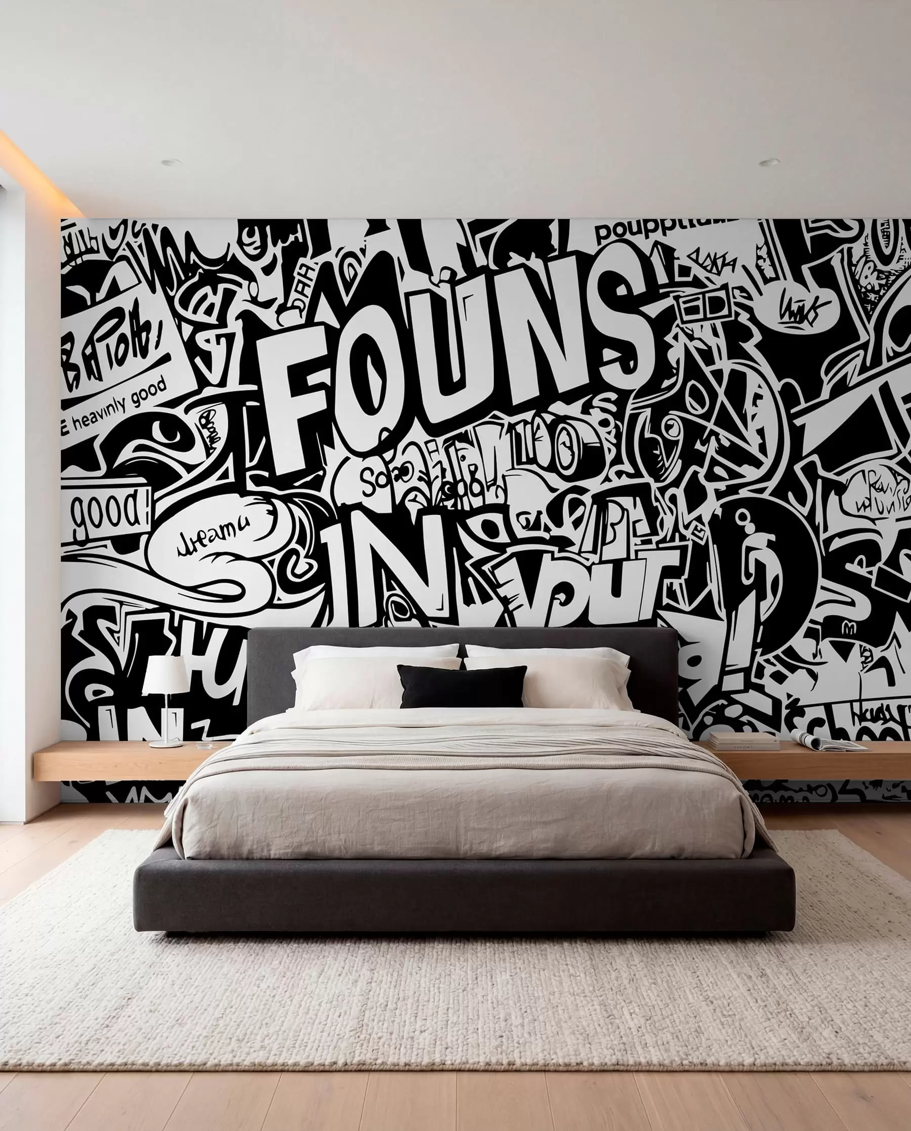 Fototapetai Juodai balti graffiti w01190