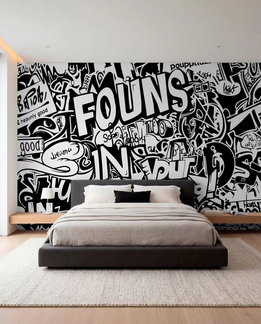 Fototapetai Juodai balti graffiti w01190