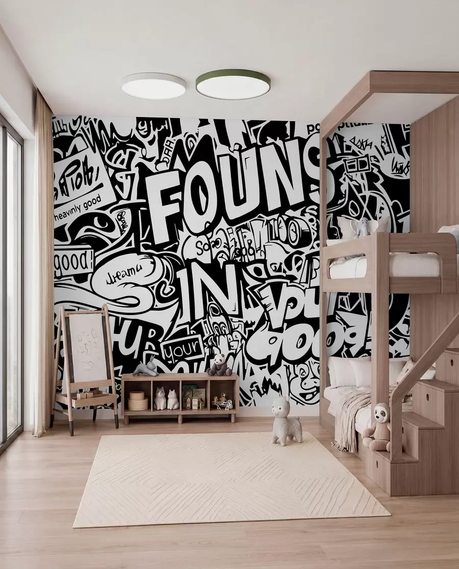 Fototapetai Juodai balti graffiti w01190