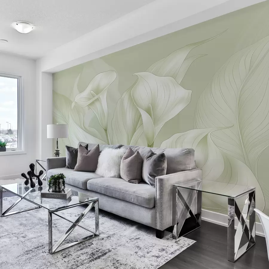 Fototapetai gležnos žalios spalvos gėlės w01195v3