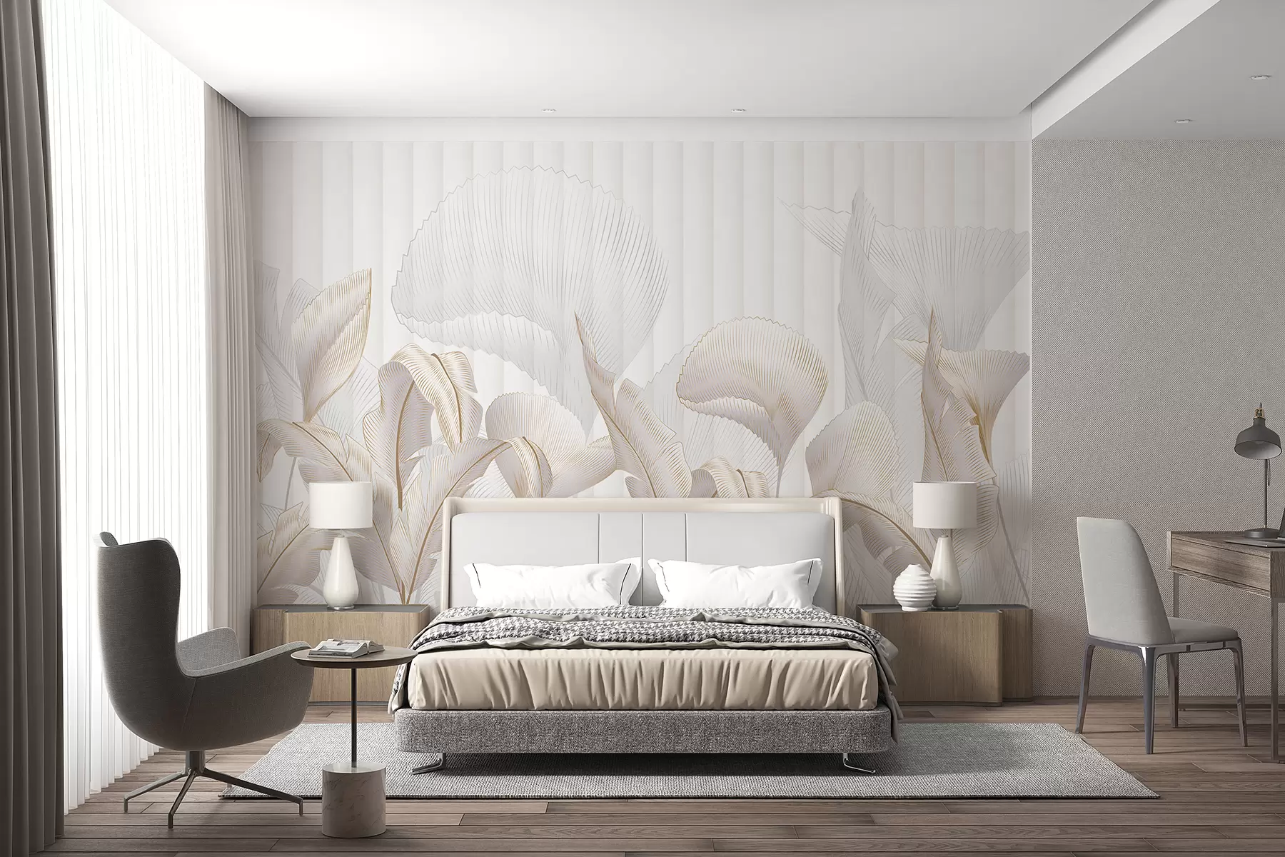 Fototapetai Atogrąžų lapų vaizdas stambiu planu baltame fone su tekstūros fonu w01237