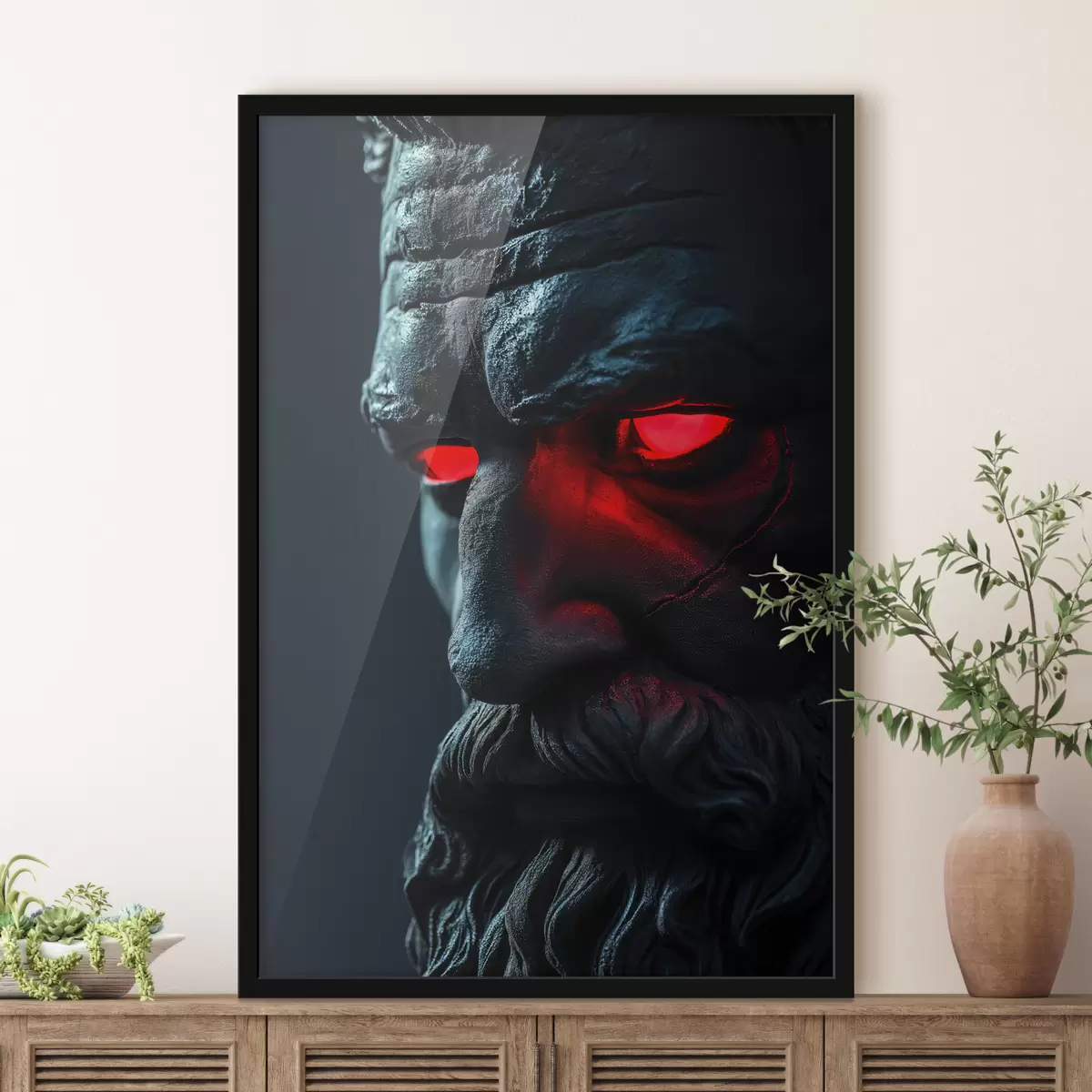 Plakatas Tamsiai mėlynas Dzeuso portretas raudonomis akimis f26125