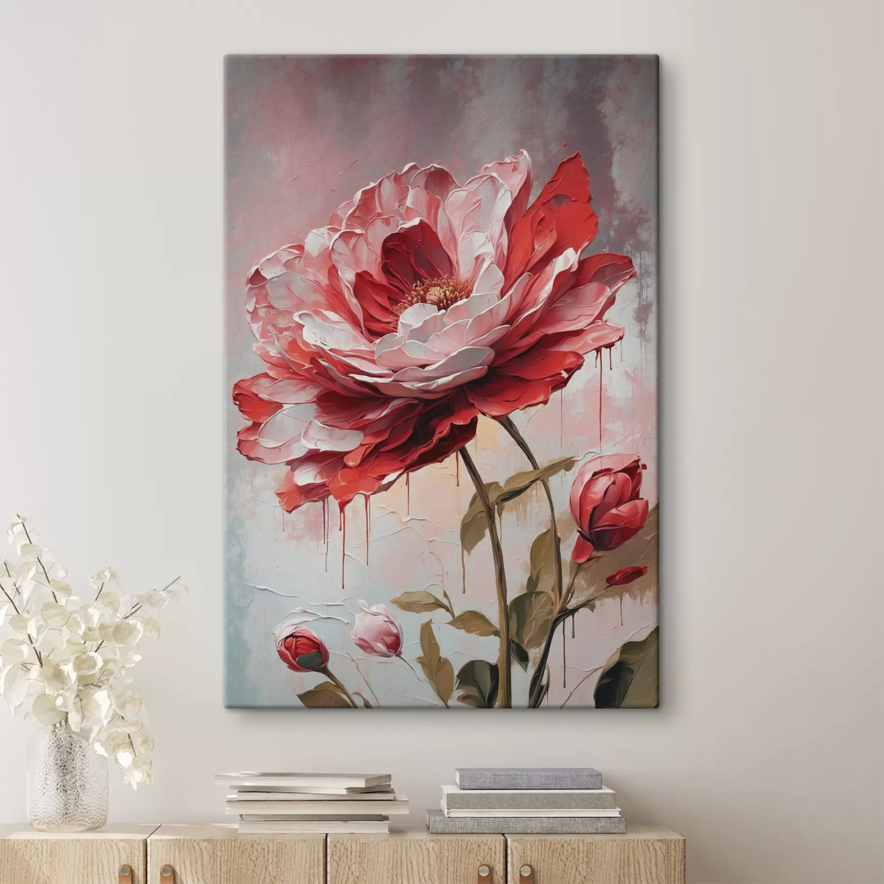 Paveikslėlis Raudona gėlė baltai pilkame fone s39173