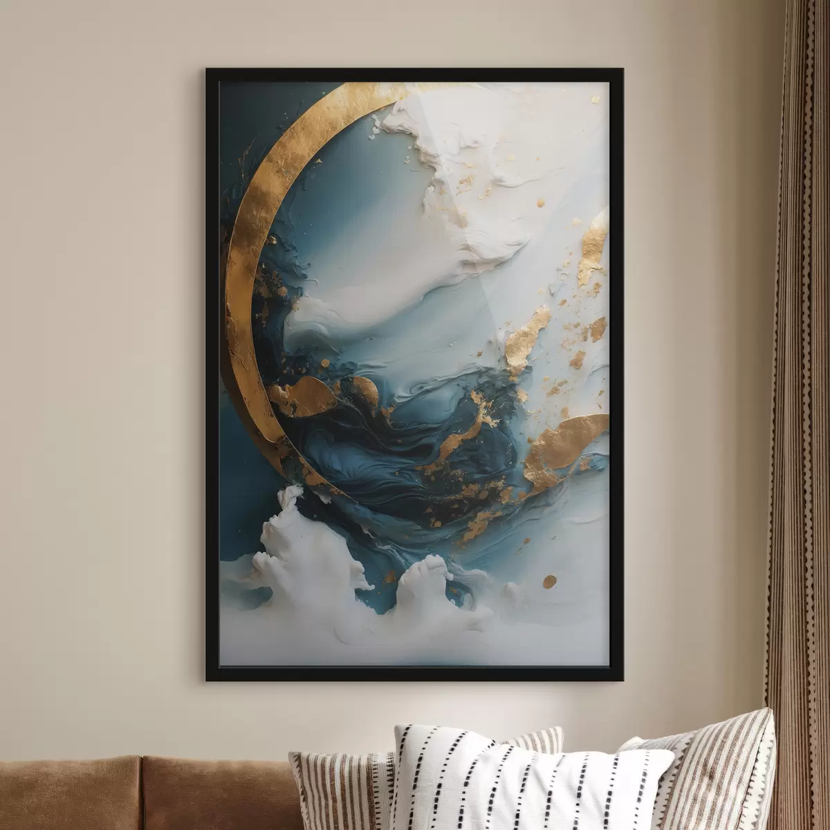 Plakatas Abstrakcija mėlynos ir baltos spalvos f39154