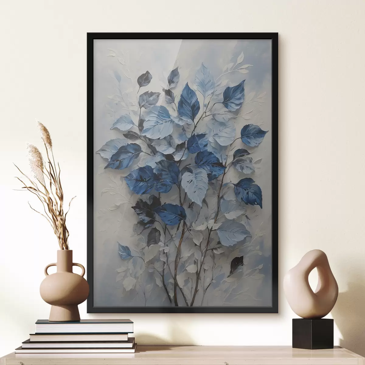 Plakatas Augalas baltais ir mėlynais lapais f39156