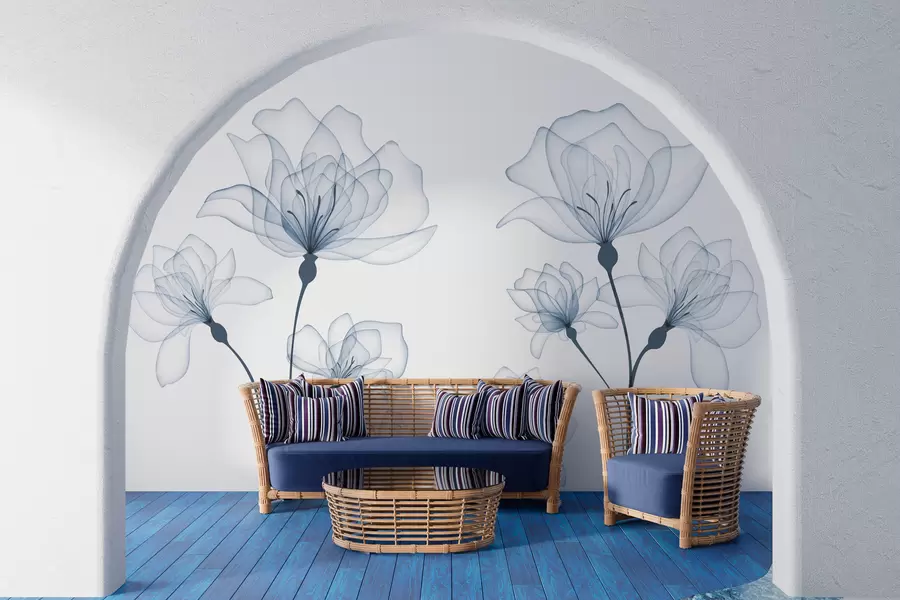 Fototapetai Švelnios mėlynos akvarelės gėlės w00744v1