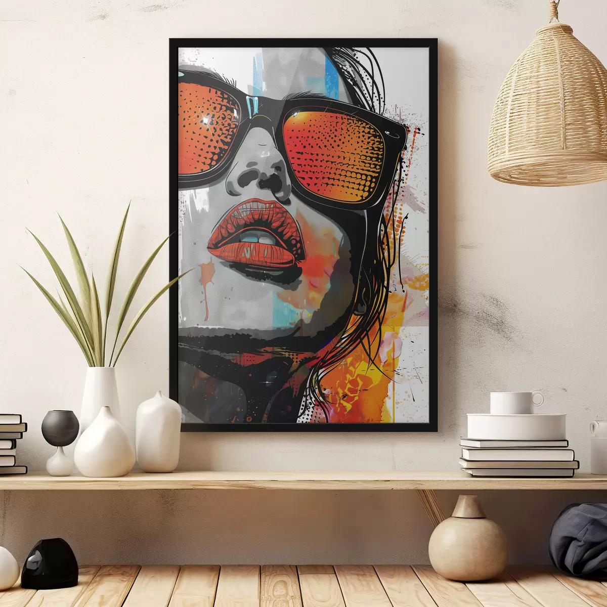 Plakatas Mergina su akiniais pop meno stiliumi f39205