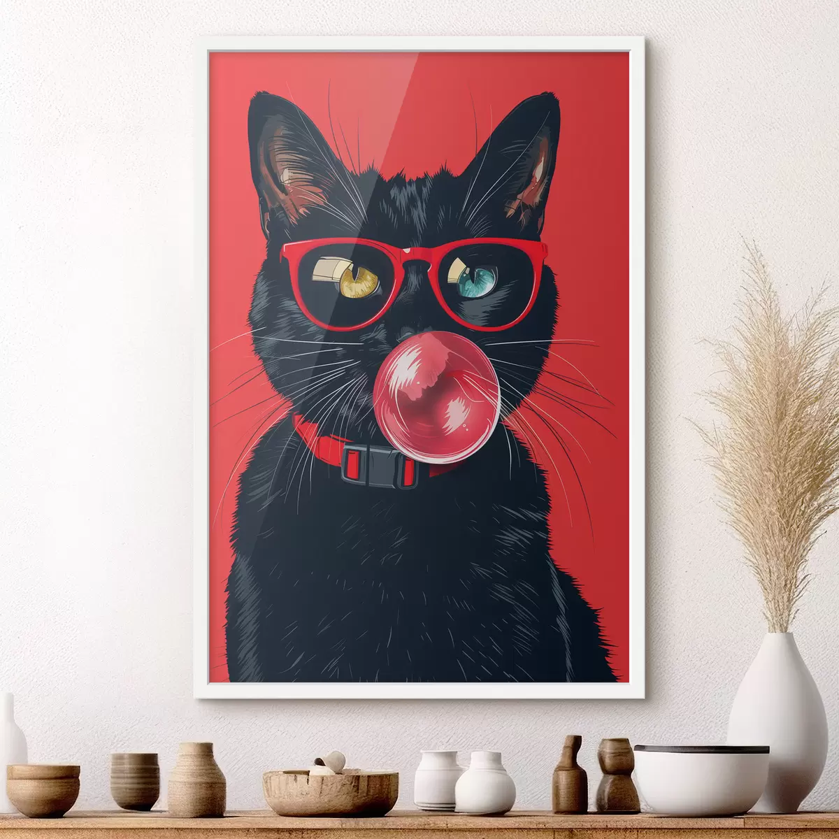Plakatas Juoda katė su akiniais f39224