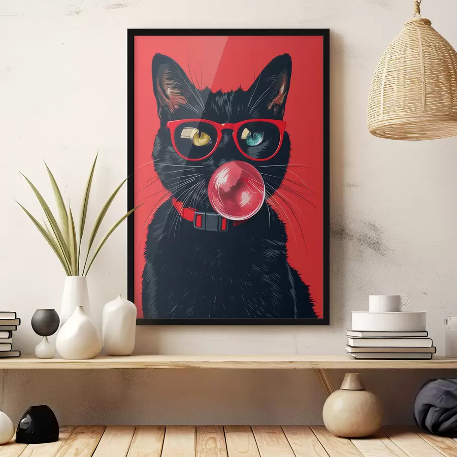 Fototapetai Juoda katė su akiniais f39224