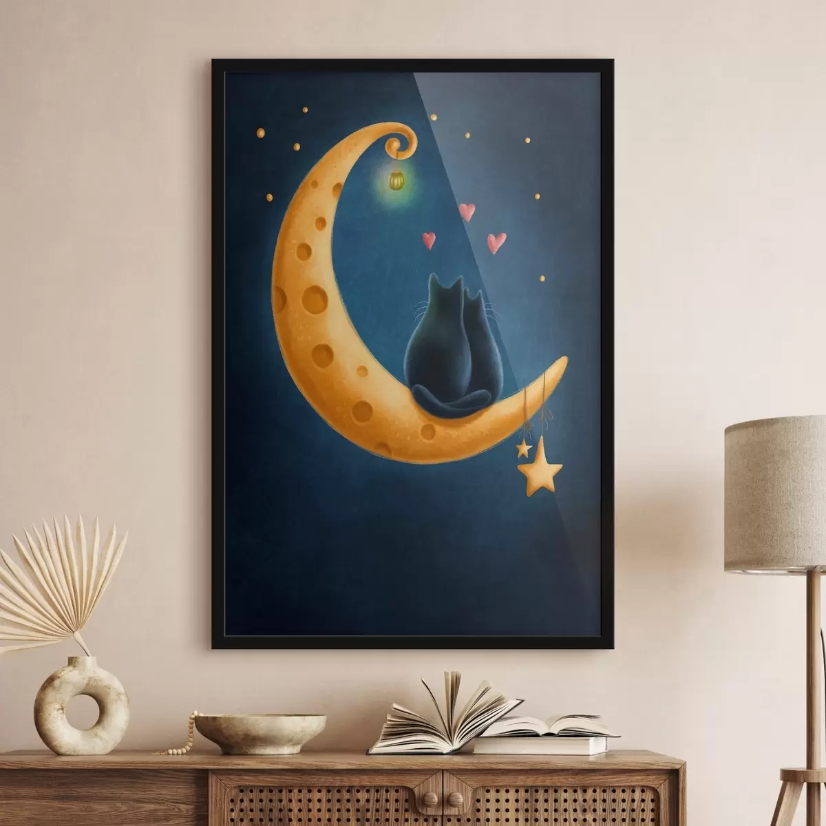 Plakatas Mėnulio šviesoje įsimylėjusios katės f37836