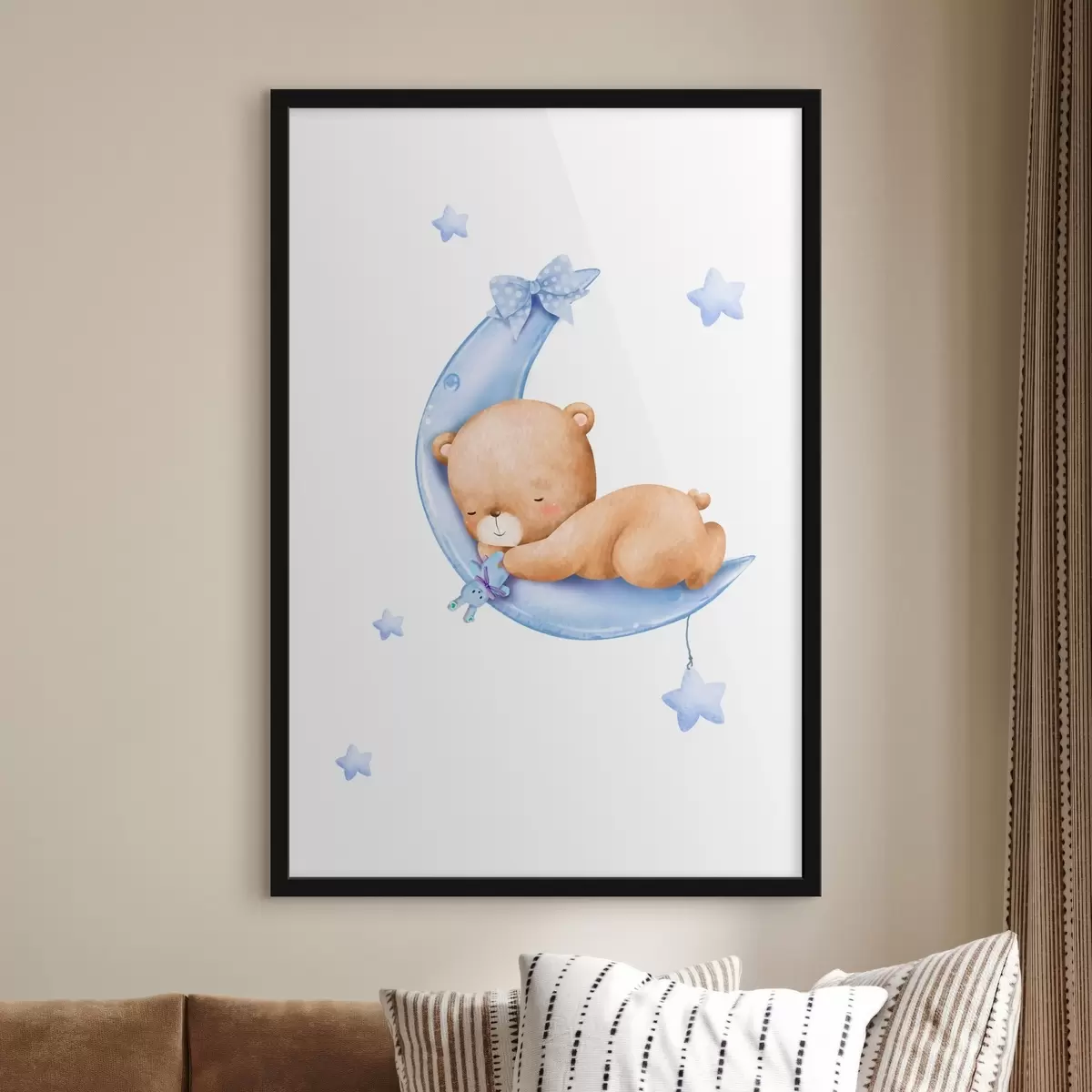 Plakatas Lokys miega ant pusmėnulio f37917v1