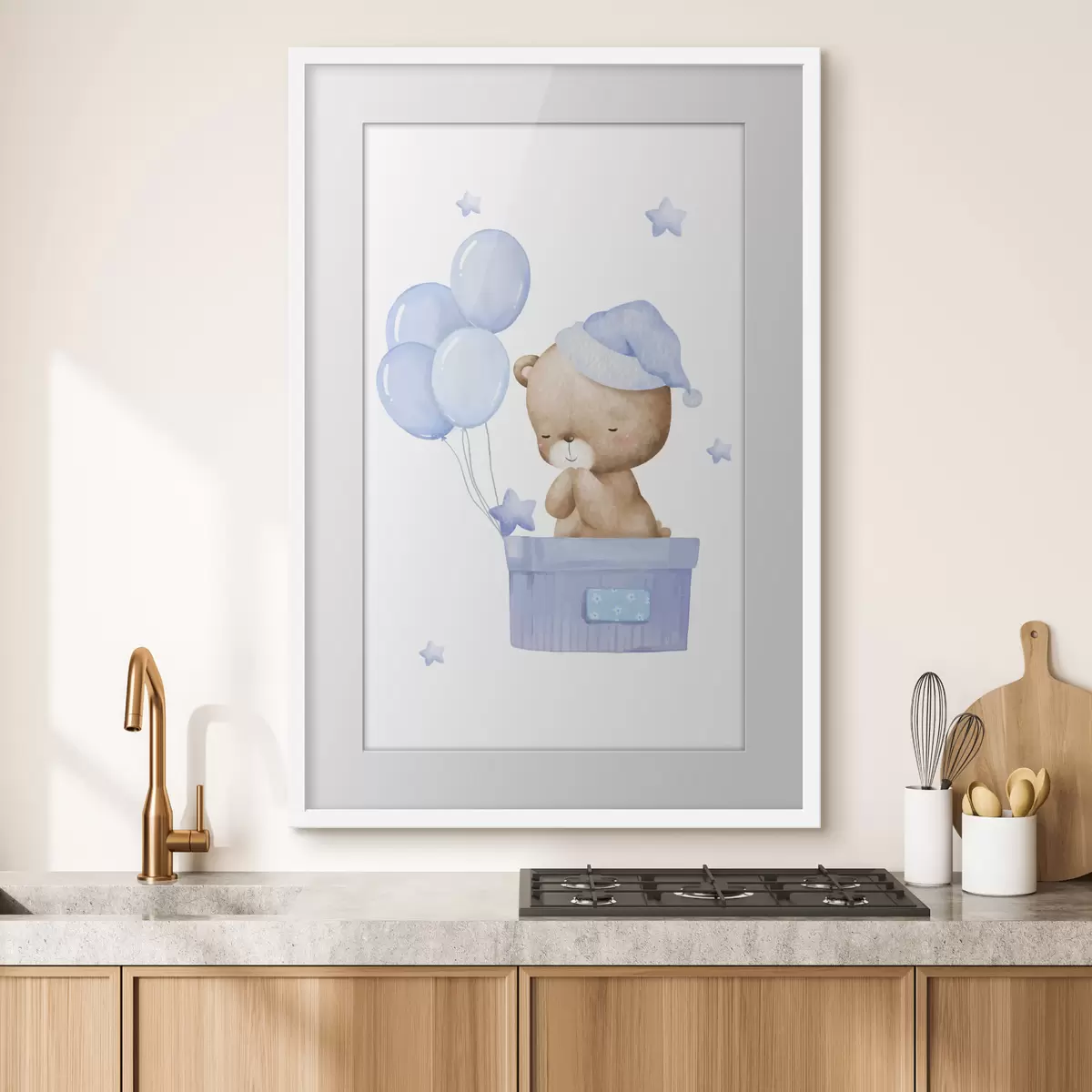 Plakatas Žavus lokys su linksmais balionais f37918v1