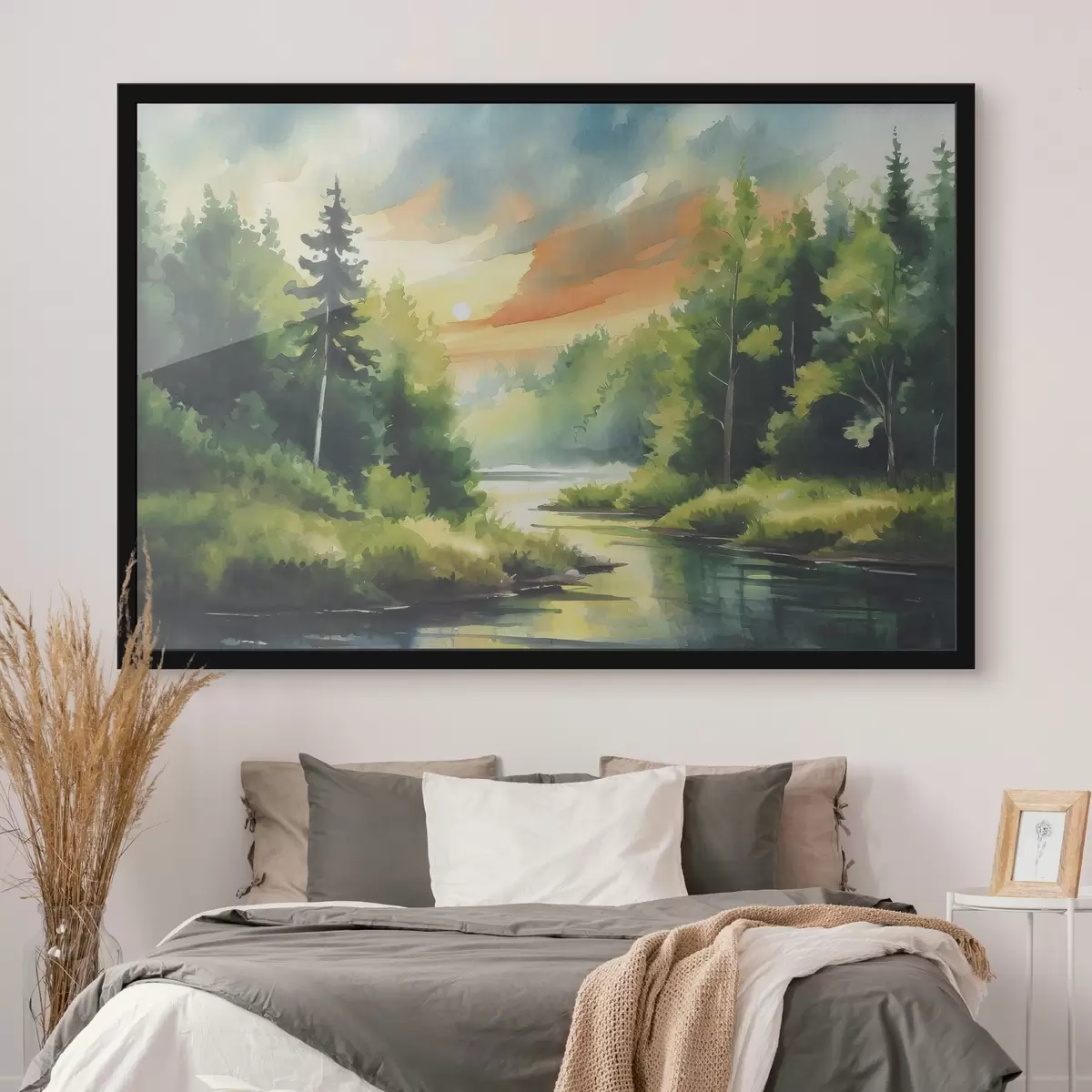 Plakatas Ramus saulėlydis virš ramios upės f37953