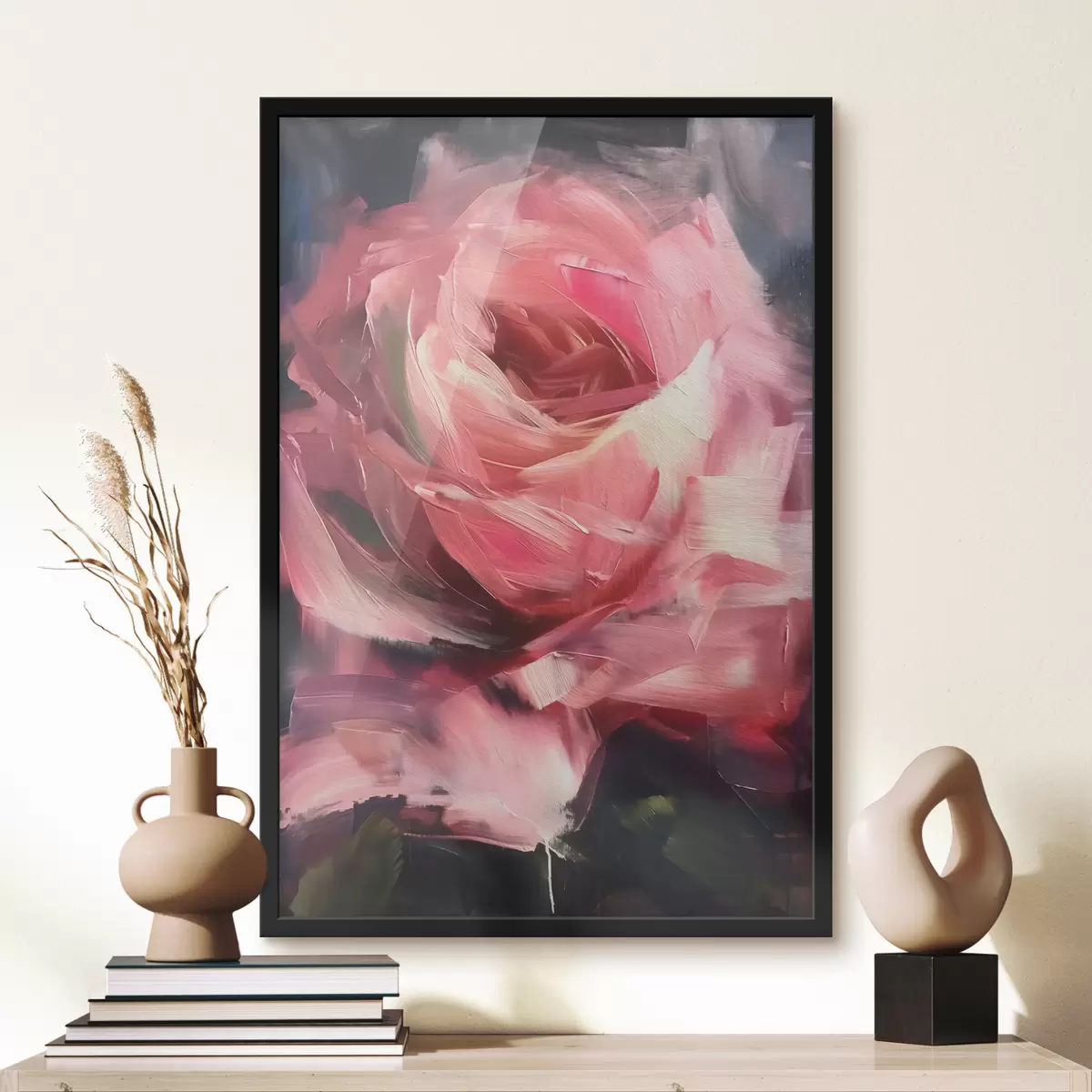 Plakatas Didelė rožinė rožių gėlė f39535