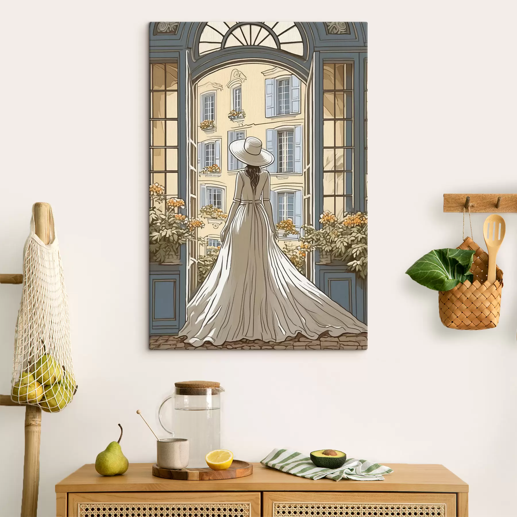 Paveikslėlis prie lango merginos balta suknele siluetas s39479