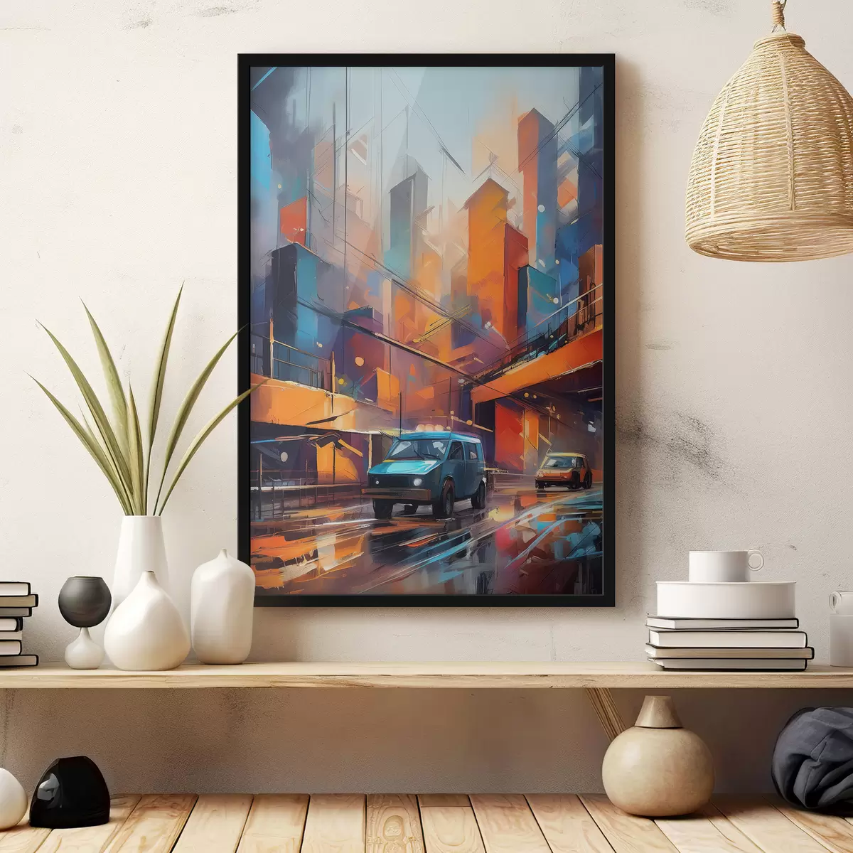 Plakatas gatvė mieste su spalvomis, abstrakcija f39473