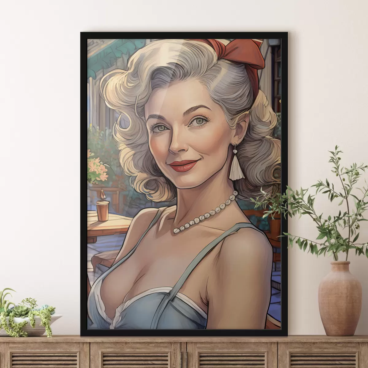 Plakatas moters portretas pin-up stiliaus f39483