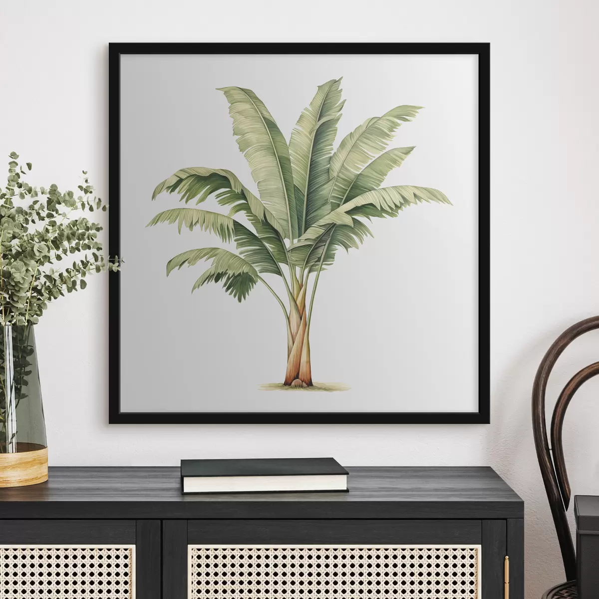 Plakatas Akvarelinė minimalistinė bananinės palmės iliustracija f39562