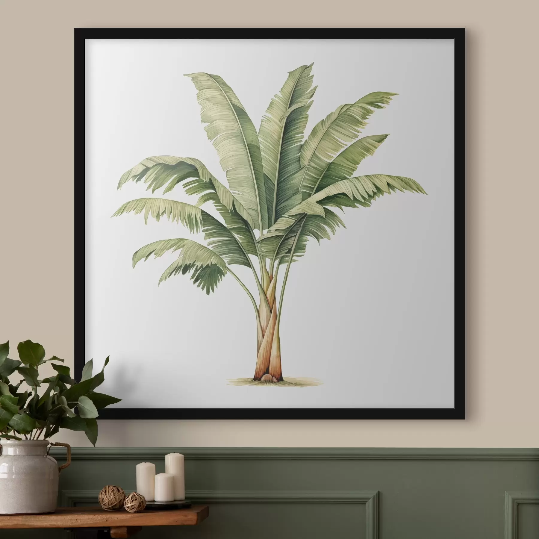 Paveikslėlis Akvarelinė minimalistinė bananinės palmės iliustracija f39562