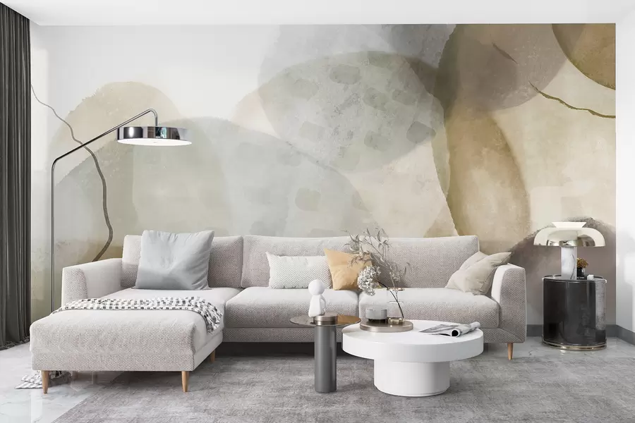 Fototapetai Švelnios, akvarelinės abstrakčios rudos, sepijos ir baltos spalvos atspalvių formos w07926v1