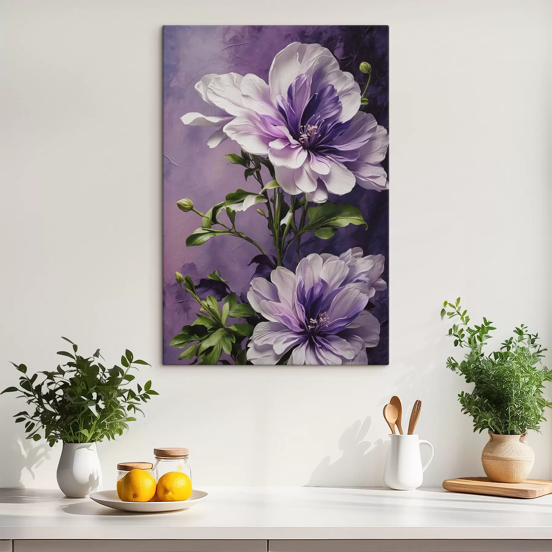 Fototapetai Violetinės gėlės purpuriniame fone s39368