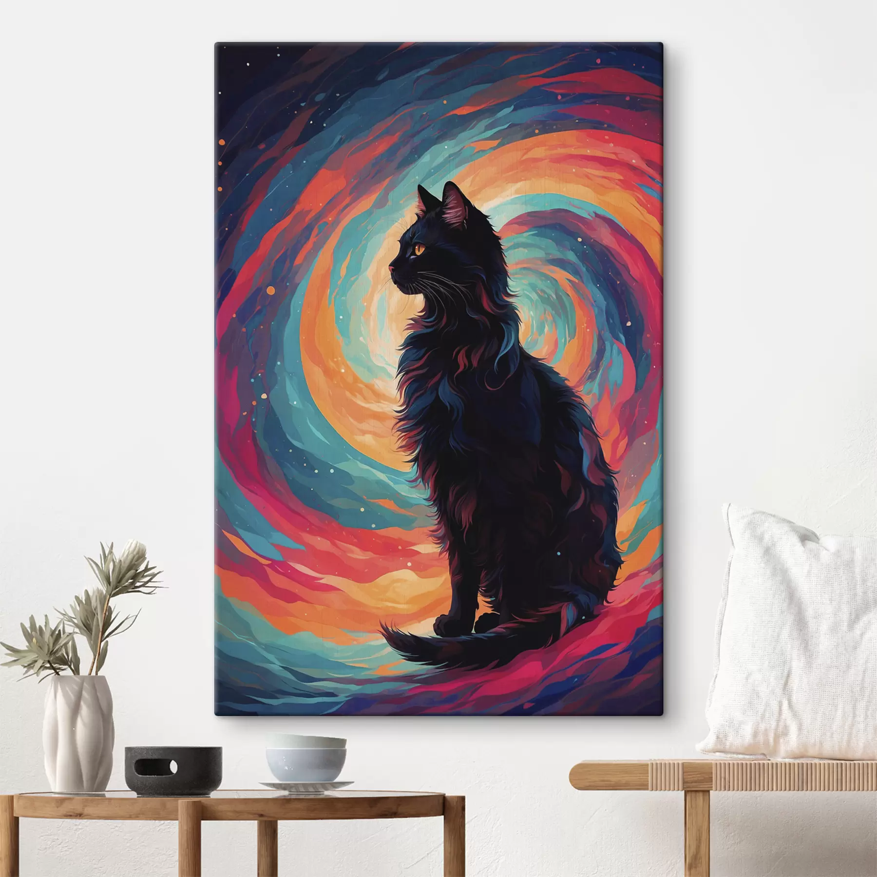 Fototapetai Juoda katė erdvės fone s39370