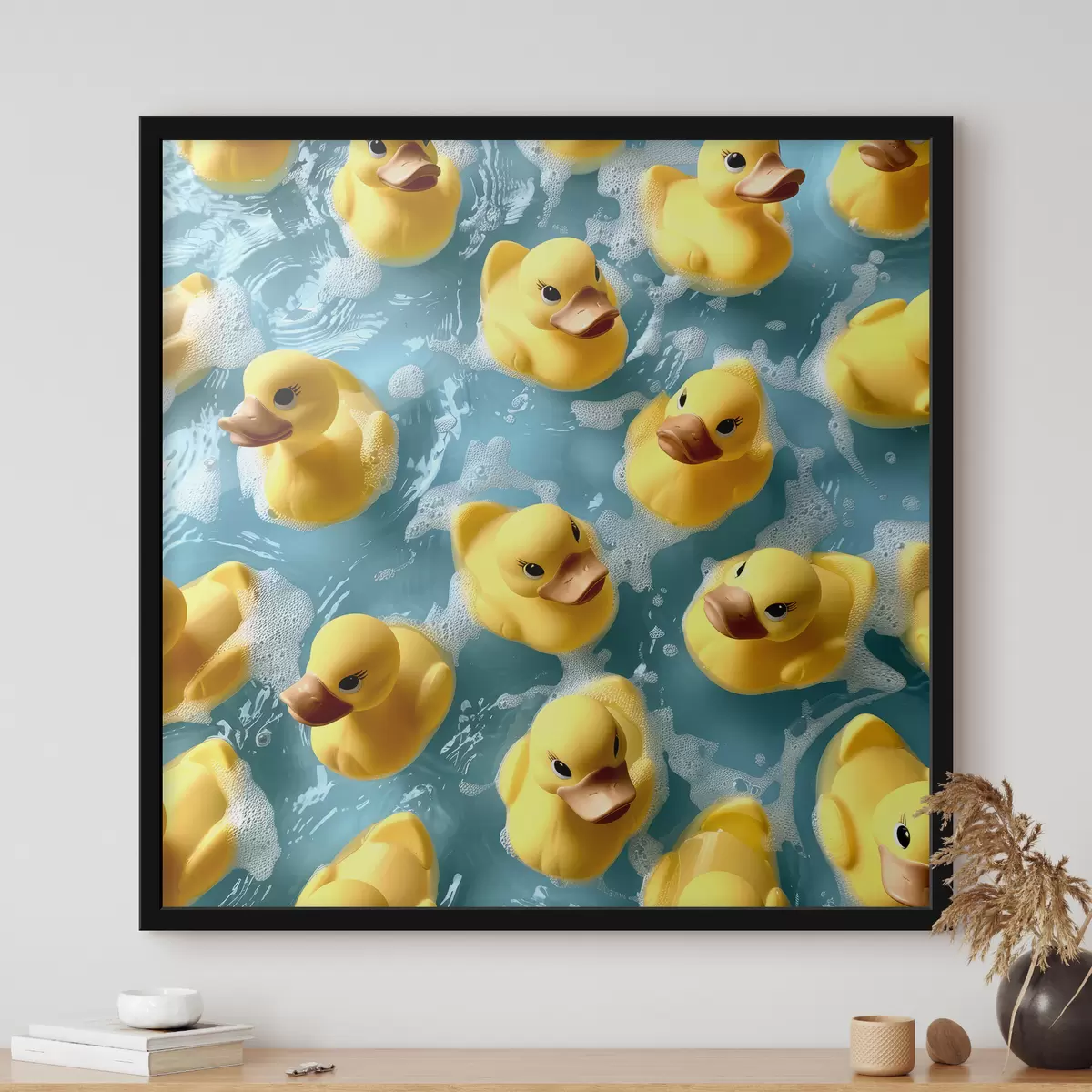 Plakatas Realistiškos guminės antys, plūduriuojančios vandenyje f39469