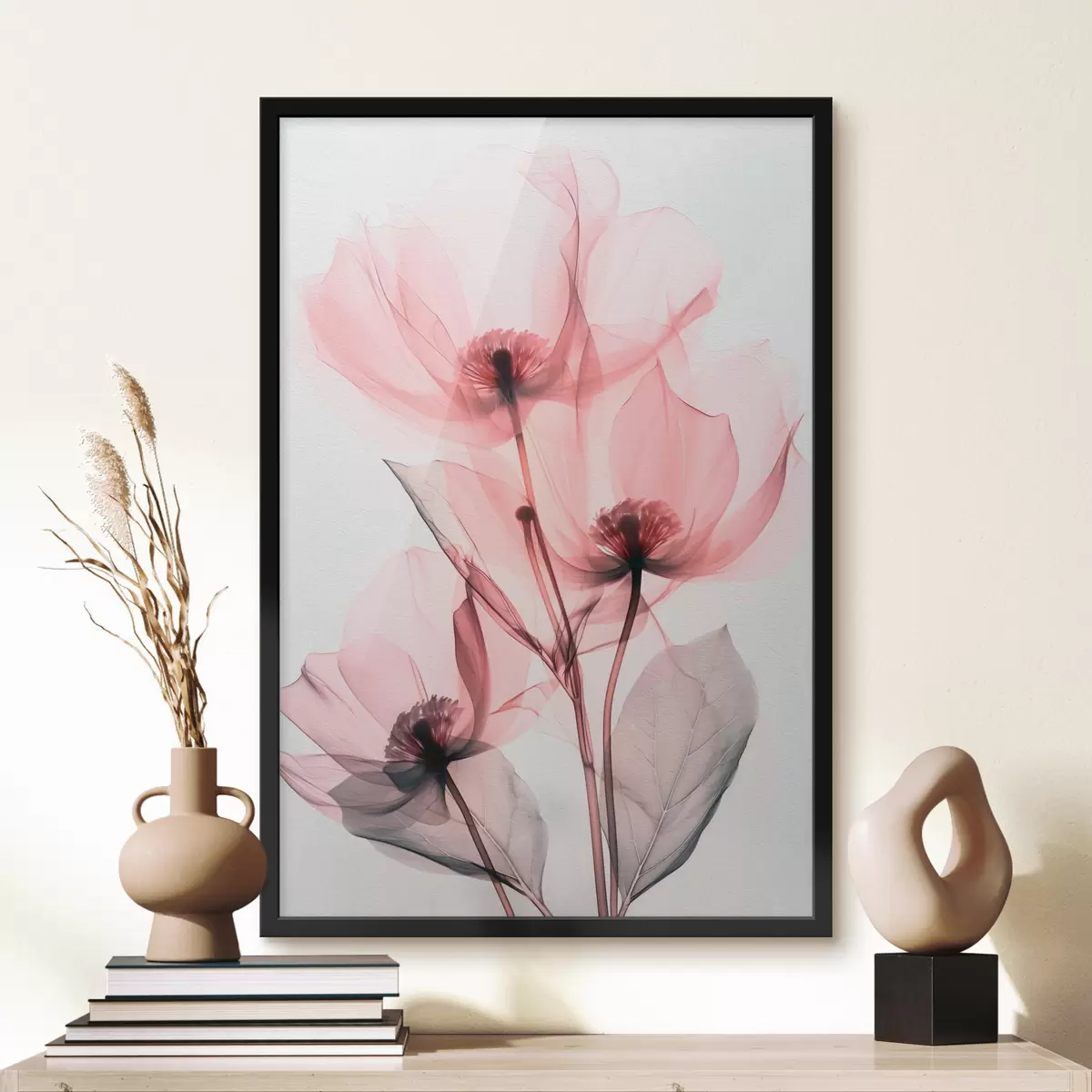 Plakatas Permatomos rožinės gėlės nauja tendencija f39574