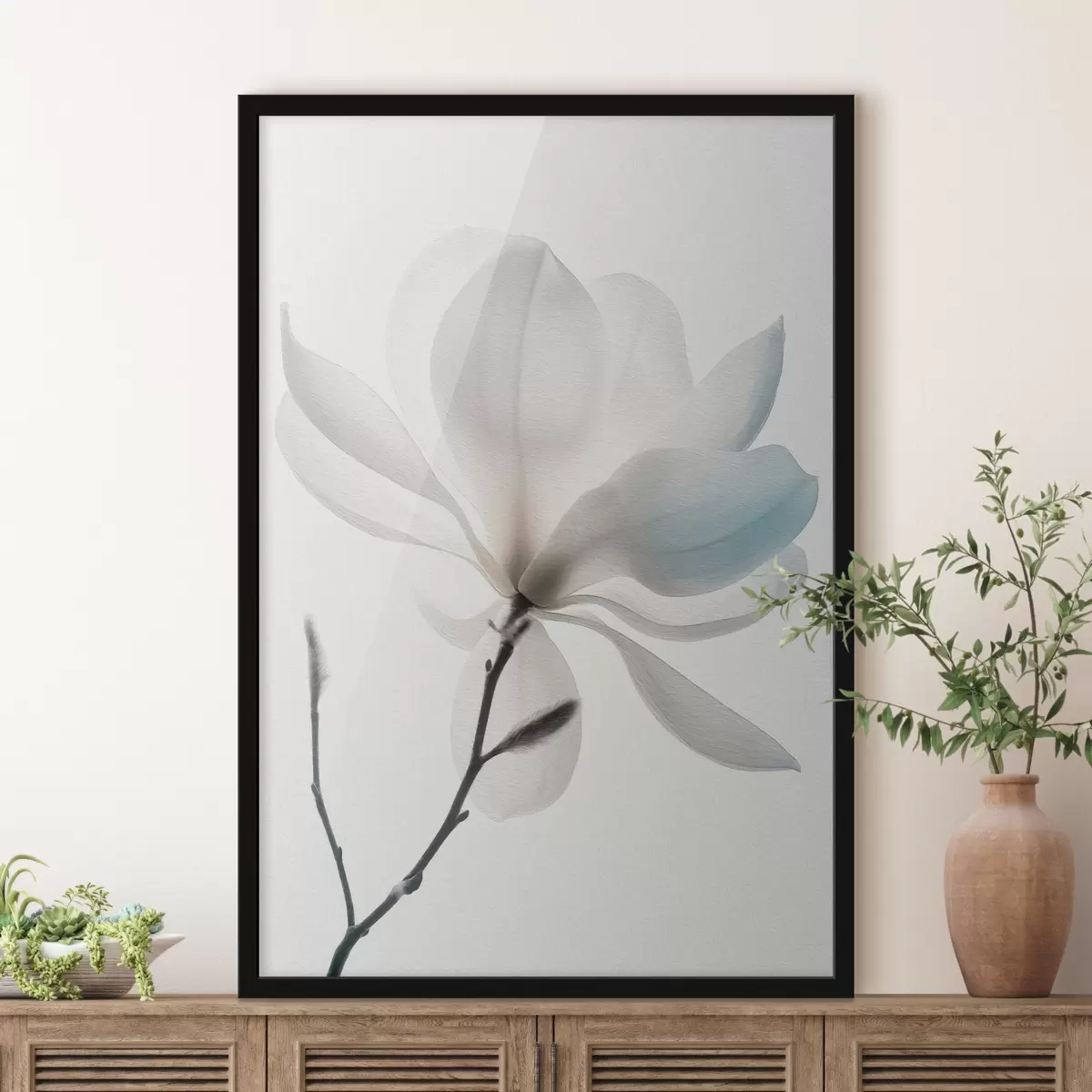 Plakatas Stilinga balta magnolijos gėlė nauja tendencija f39578
