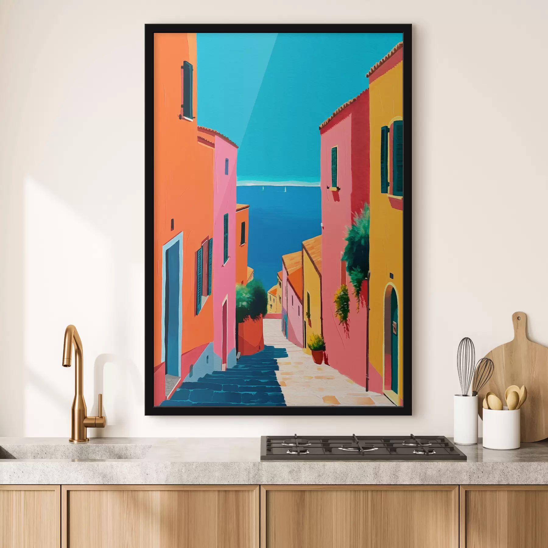 Fototapetai Vaizdas į jūrą ir šviesi gatvė f39579