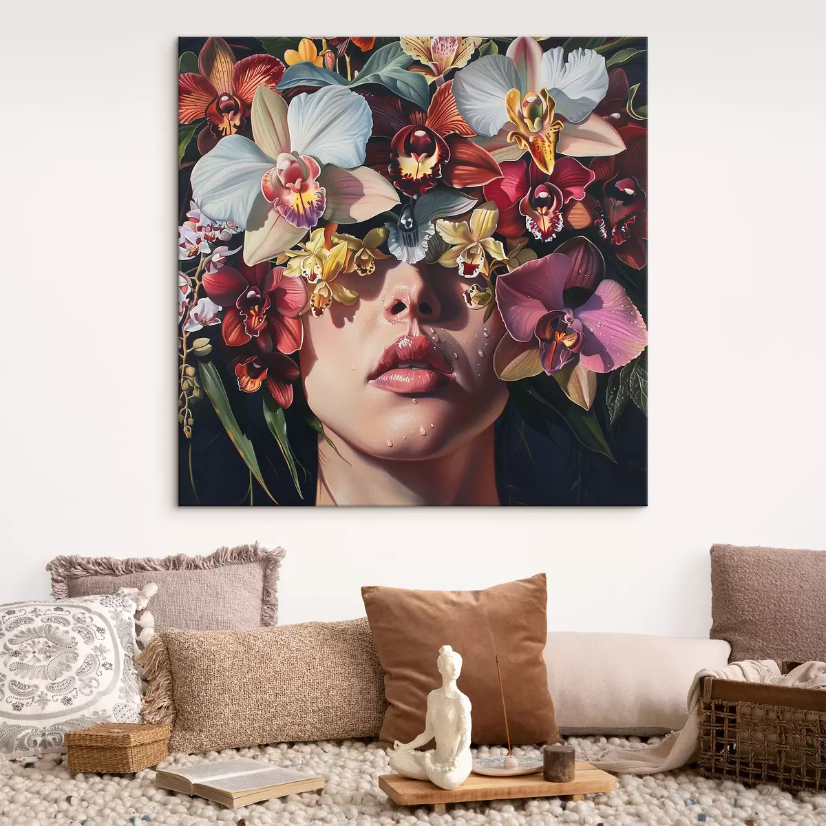 Paveikslėlis Mergina ir didelės orchidėjos s39229