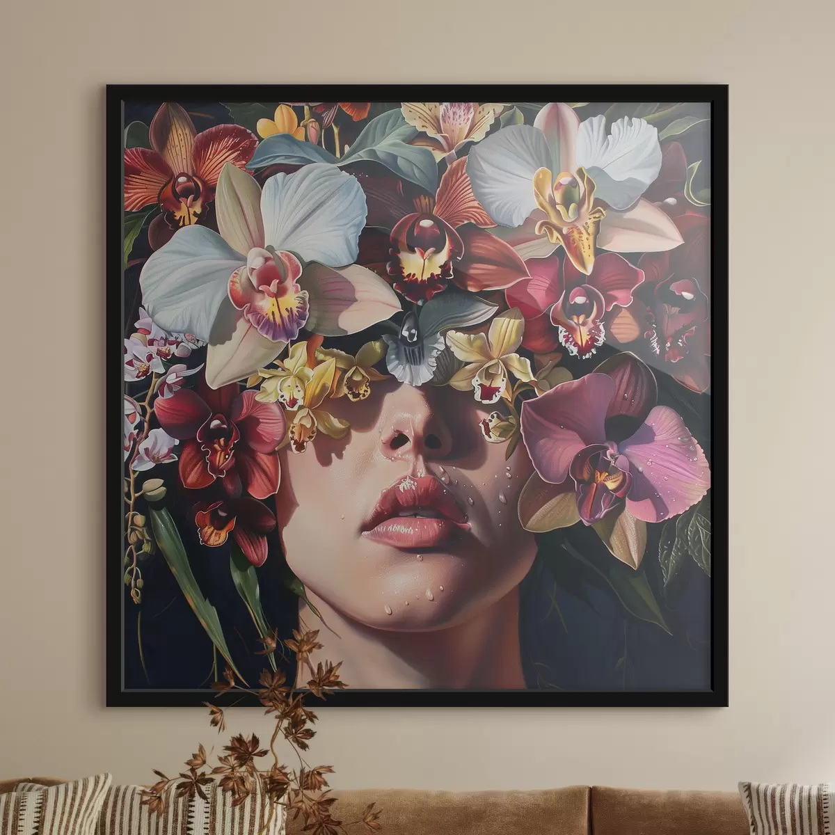 Plakatas Mergaitė ir didelės orchidėjos f39229