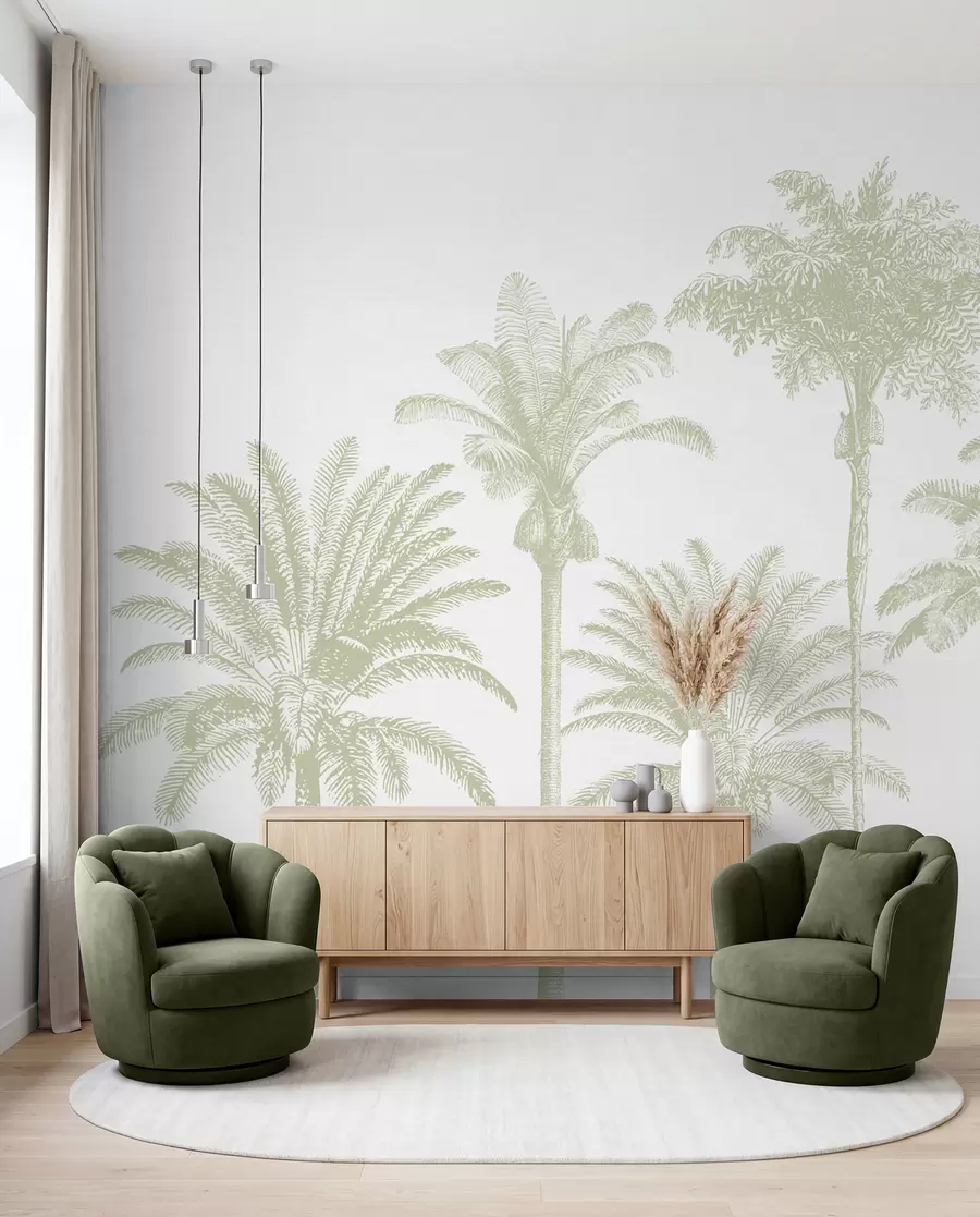 Fototapetai Šalavijų atspalvio palmės w08111v3