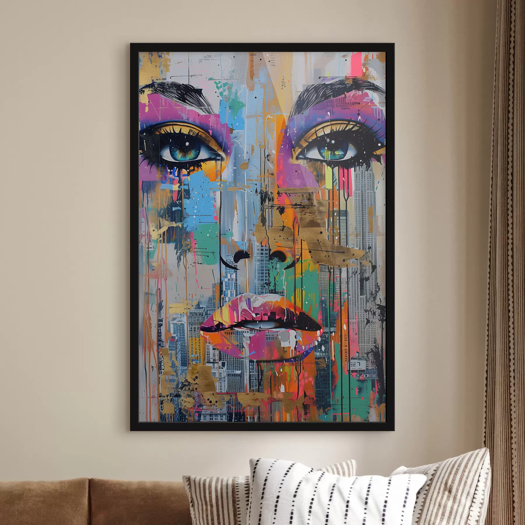 Paveikslėlis Mėlynos akys ir miesto vaizdas f39800