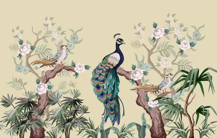 Fototapetai povas ant medžio, smėlio spalvos fonas w08168