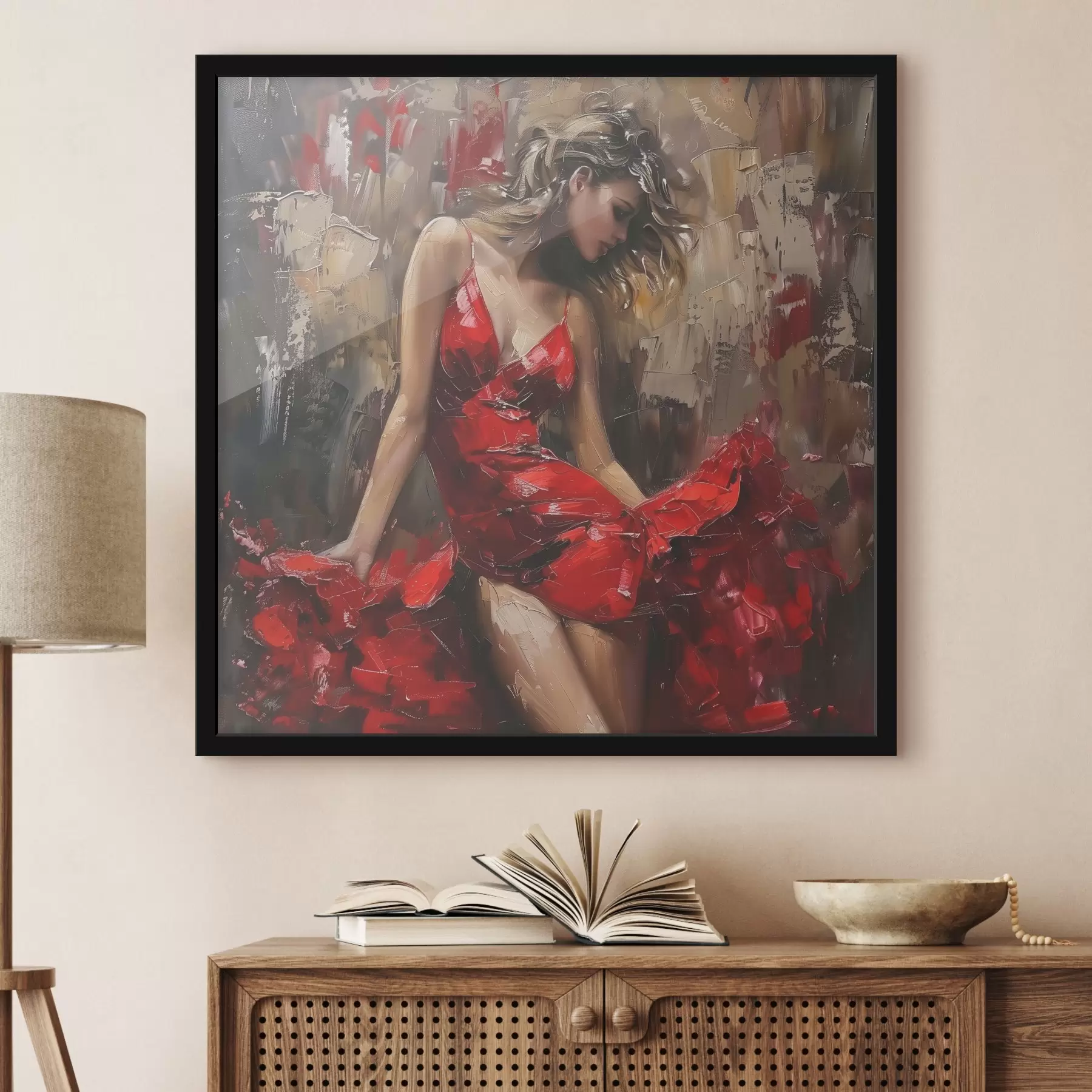 Fototapetai Mergina raudona suknele f39874