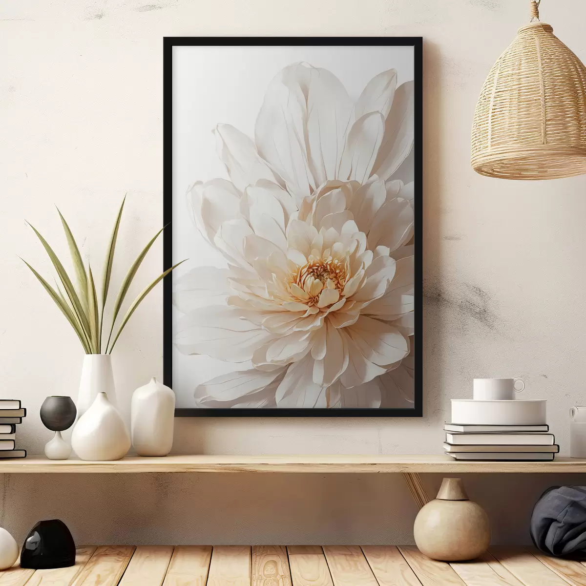 Plakatas Balta gėlė iš arti baltame fone f39857