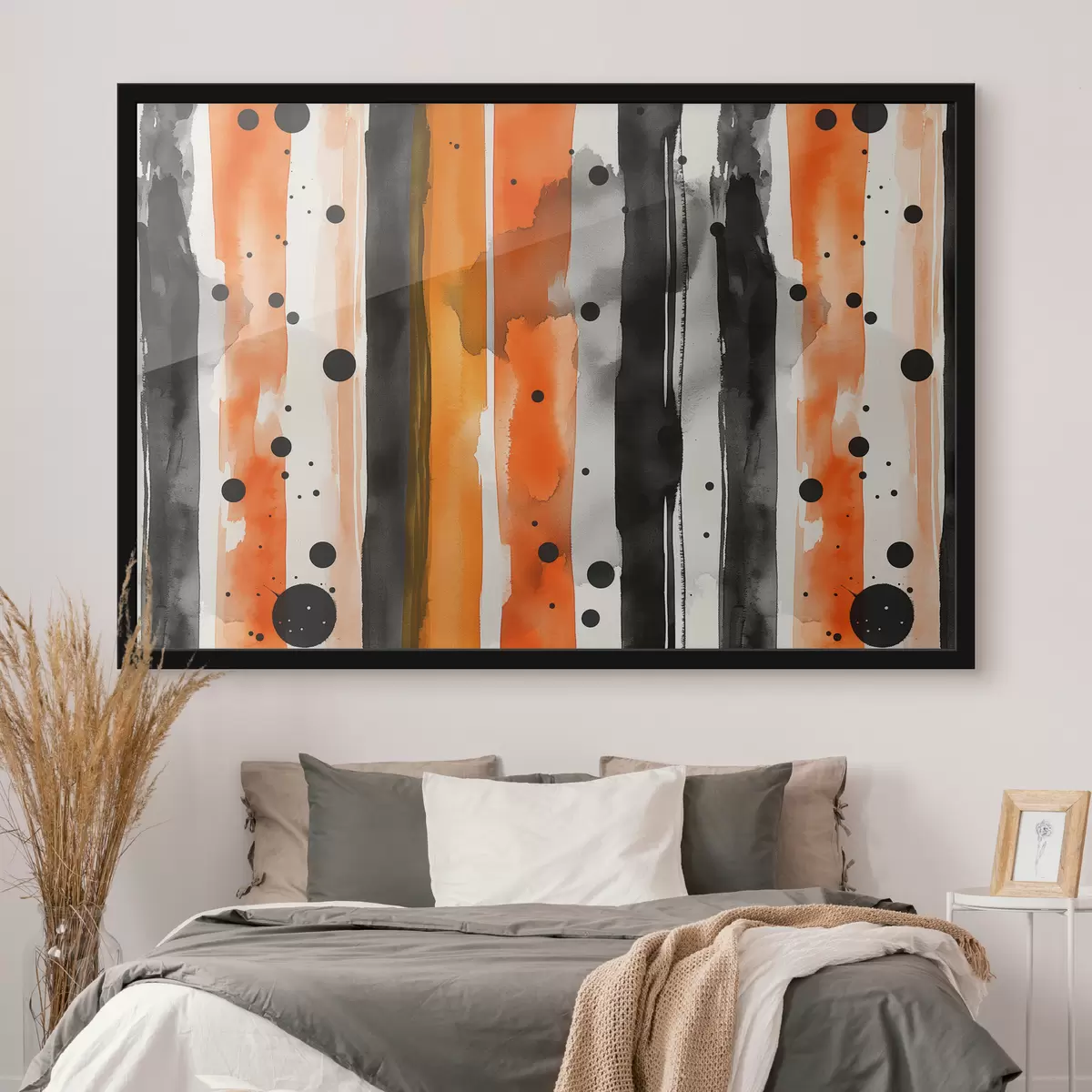 Plakatas Juostos, akvarelė, juoda, oranžinė f39948
