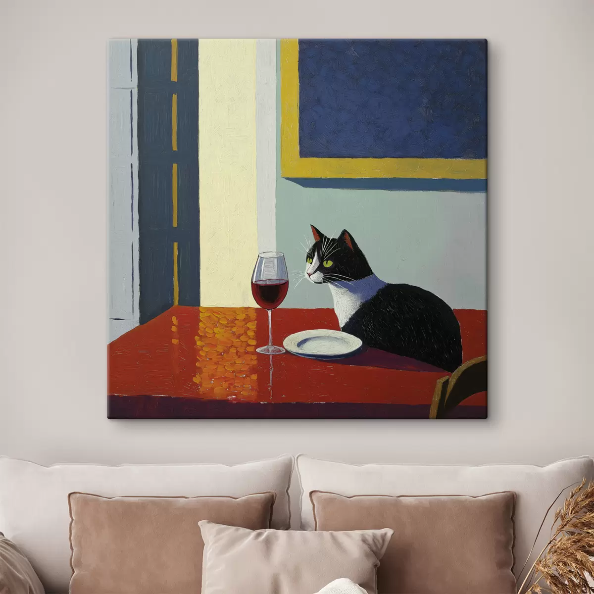 Paveikslėlis Katė ir taurė vyno s39913