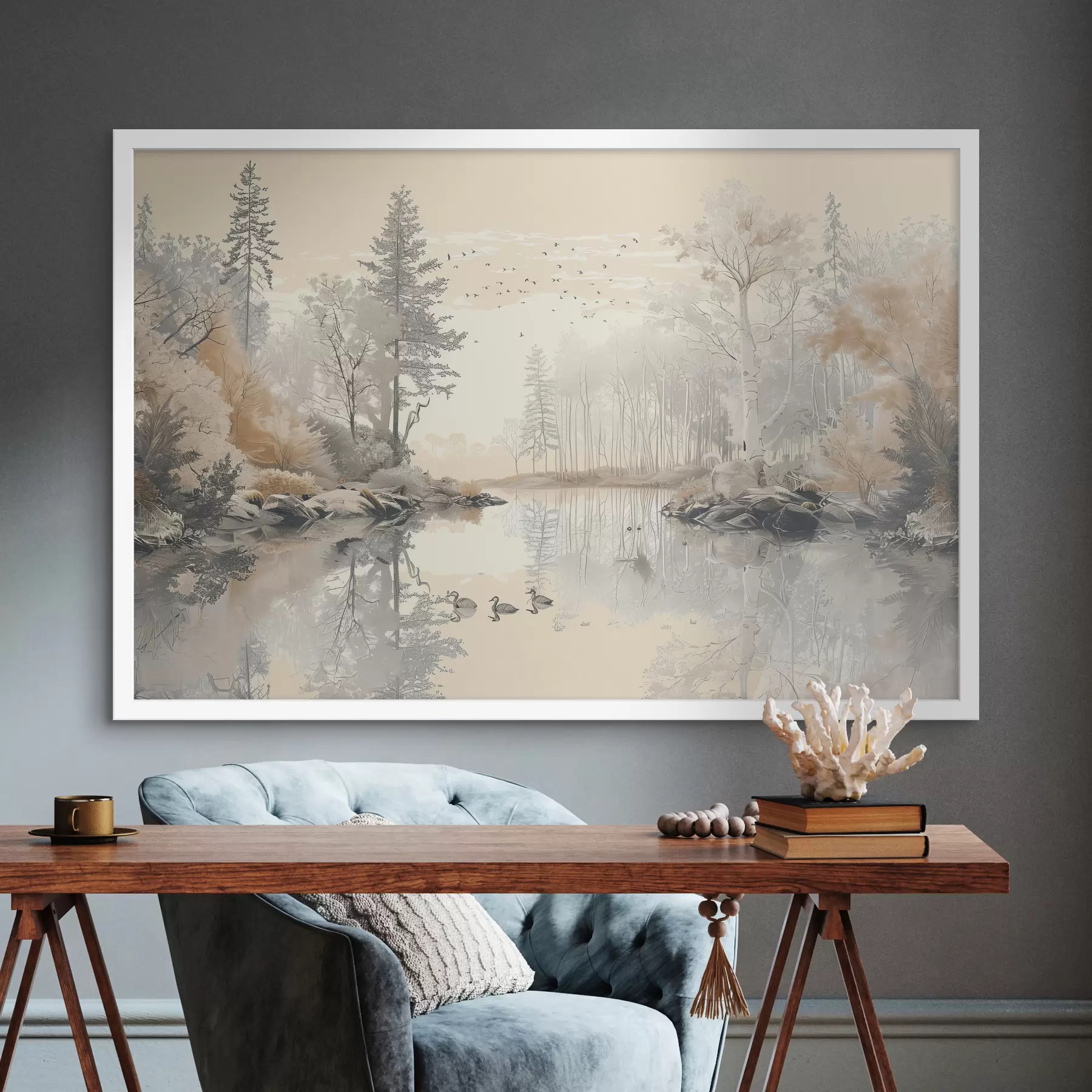 Fototapetai Paukščiai ramiame ežere f39980