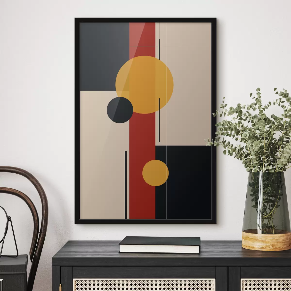 Plakatas Abstrakcija su geometrinėmis figūromis f39897