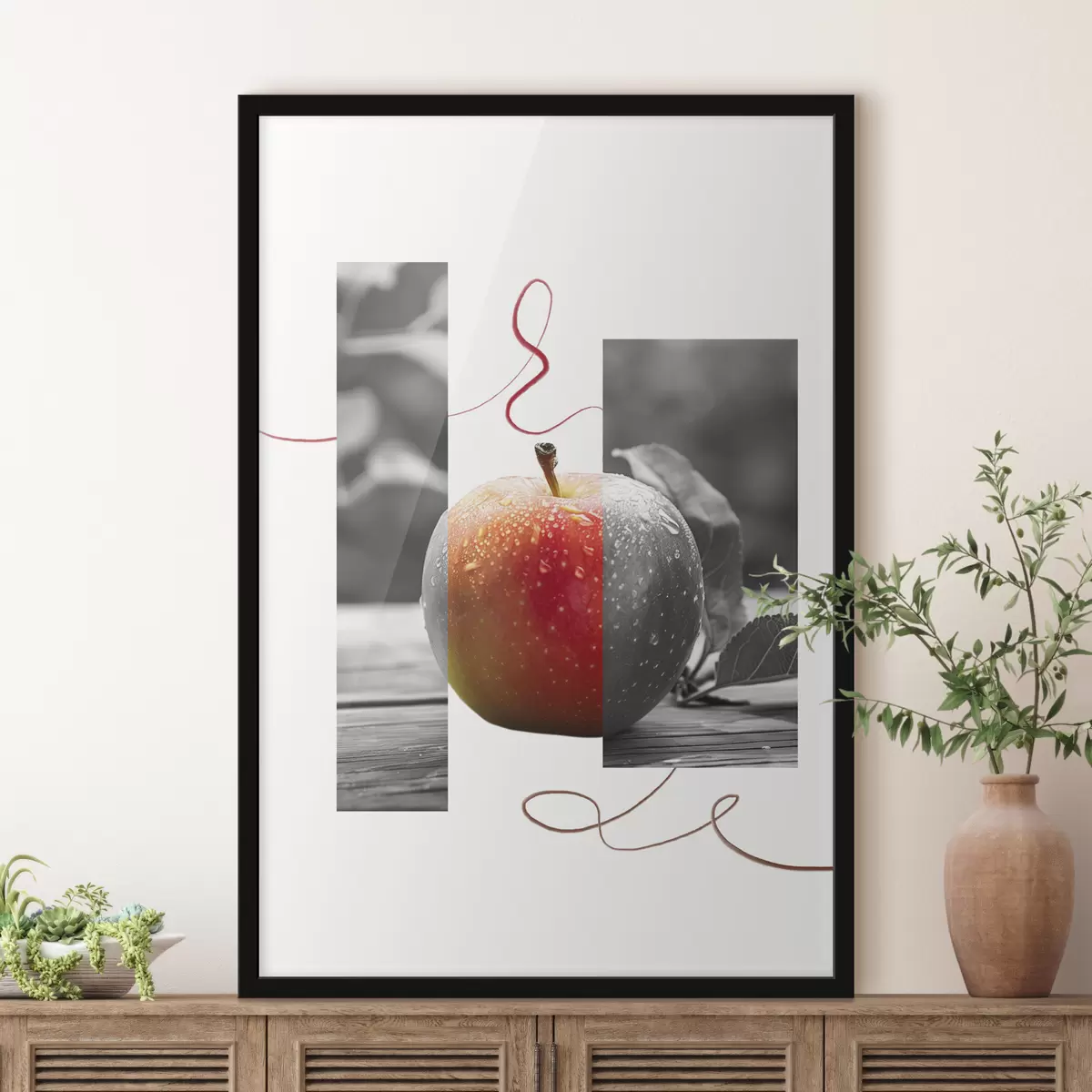 Plakatas Abstraktus menas su sultingu obuoliu, fotorealizmu, vasaros vaisiais f40048