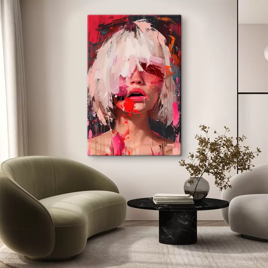 Paveikslėlis Šviesiaplaukė mergina su kvadratine boba ir spalvotais dažais s40110