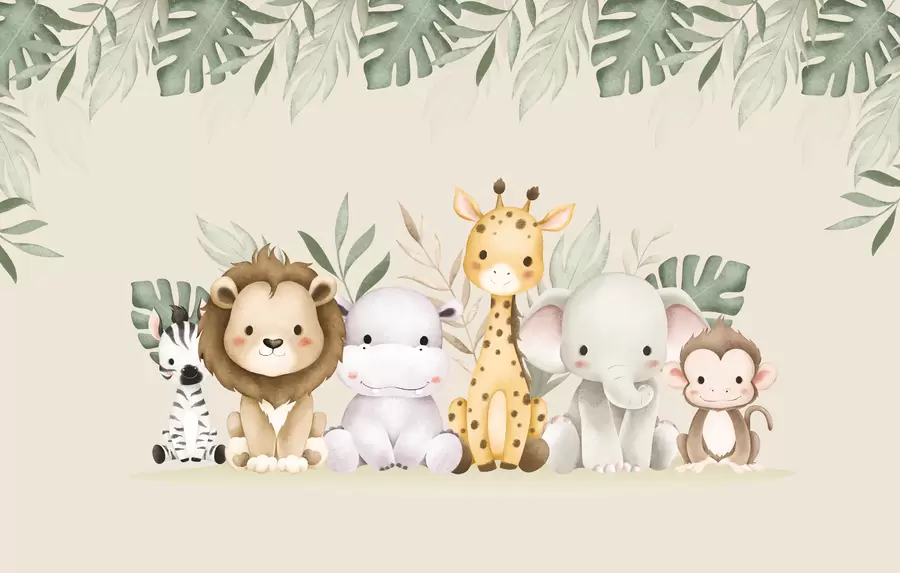 Fototapetai safario gyvūnai su akvareliniais dažais w01406