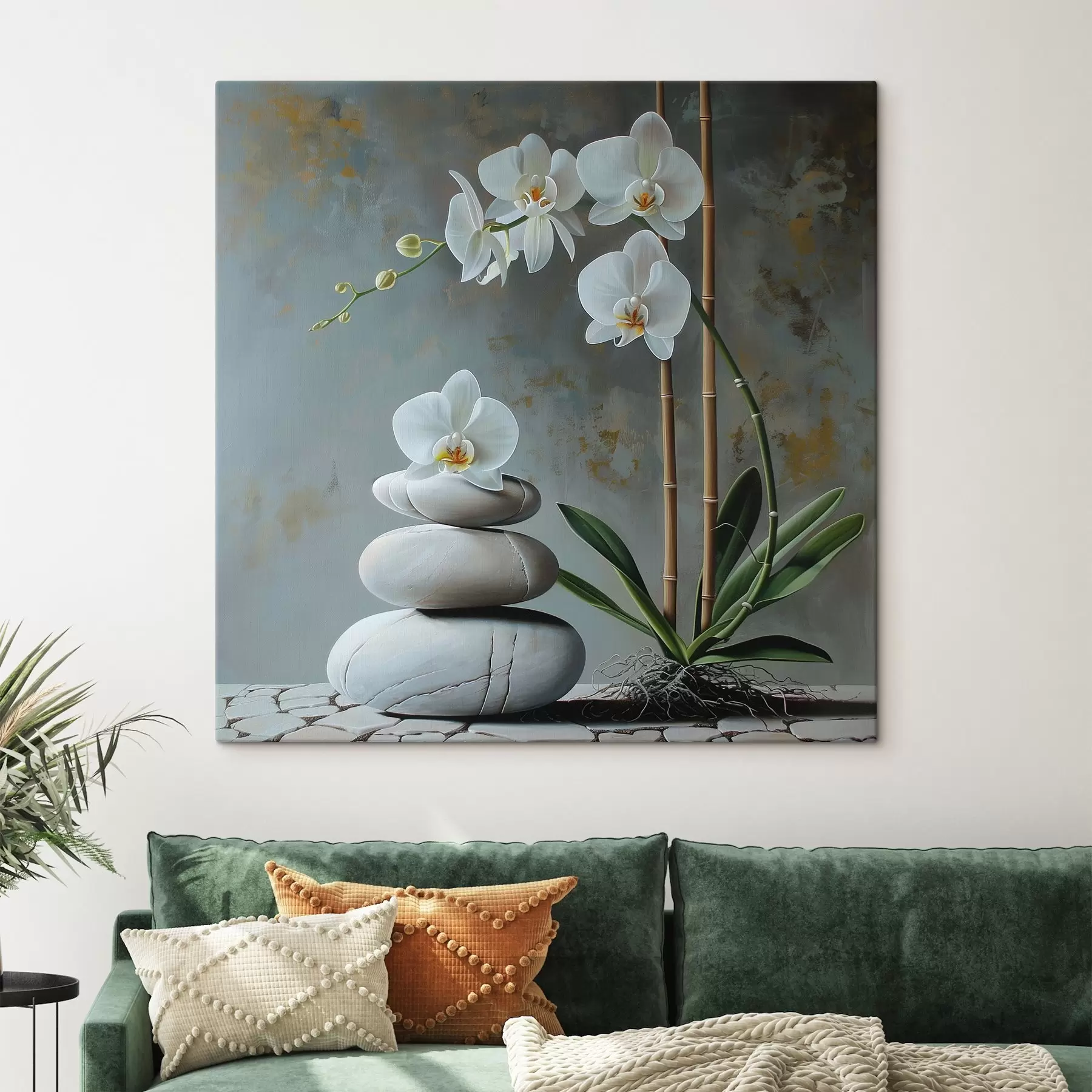 Fototapetai Orchidėja ant pilkos sienos s40368