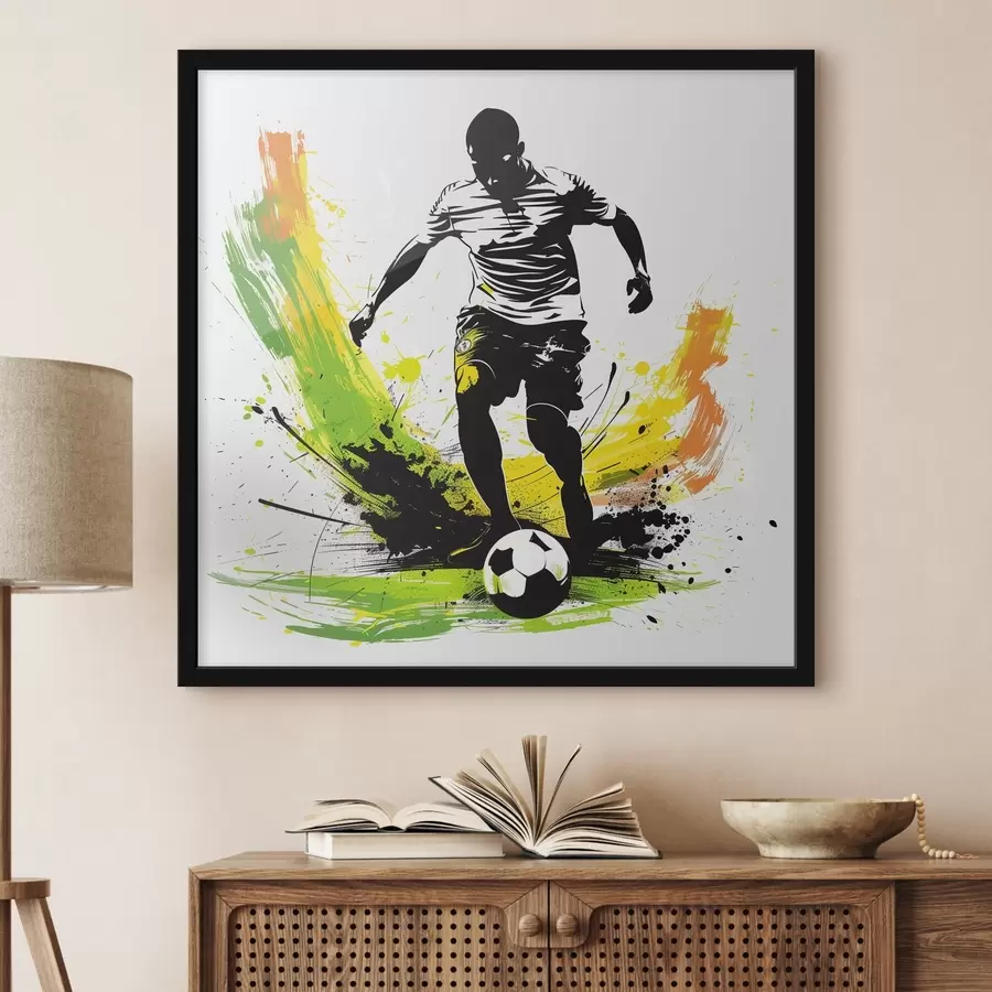 Fototapetai Futbolo žaidėjas spalvingų dėmių fone f40381