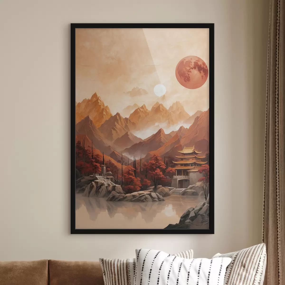 Plakatas Kinijos istorinis pastatas kalnuose f40330